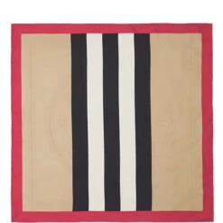 Burberry – Carré De Soir à Rayures Iconiques Et Logo
