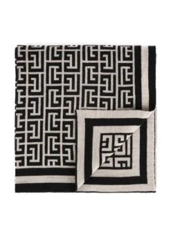 Balmain – Écharpe Monogramme En Mérinos