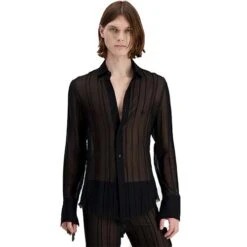 Ludovic De Saint Sernin – Black Pleated Mousseline Shirt